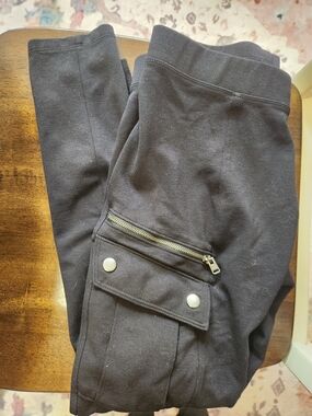 Express Black Cargo Jogger Pants with Zip and Snap Pocket